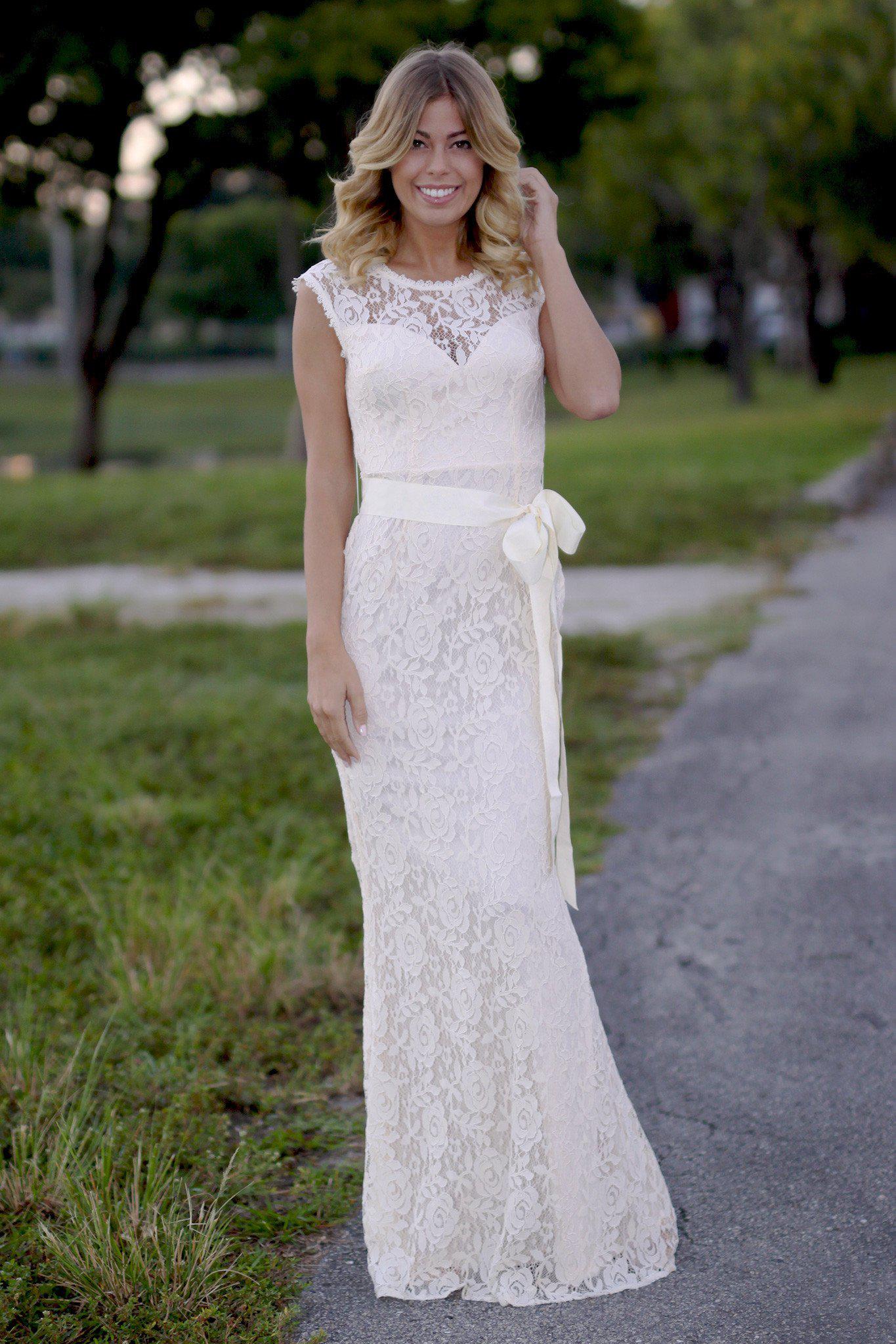 Beige Lace Maxi Dress with Bow | Beige Maxi Dress | Bridesmaid Dress Saved by the Dress Beige Lace Maxi Dress with Bow | Beige Maxi Dress | Bridesmaid Dress Saved by the Dress