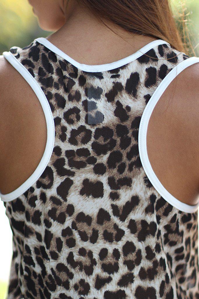 White Tunic Top With Leopard Back
