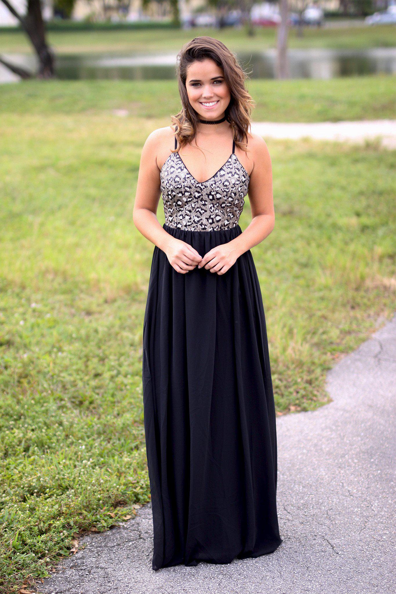 black long dress with sequins