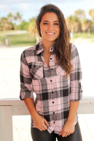 Light Pink Plaid Top