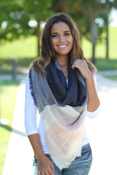 Charcoal and Light Pink Scarf