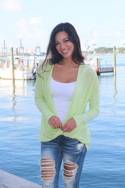 Lime High Low Top With Knotted Front