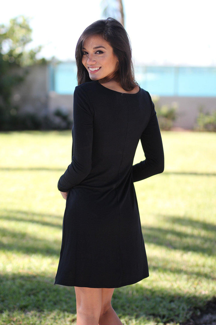 basic black long sleeve dress Amani main image 0