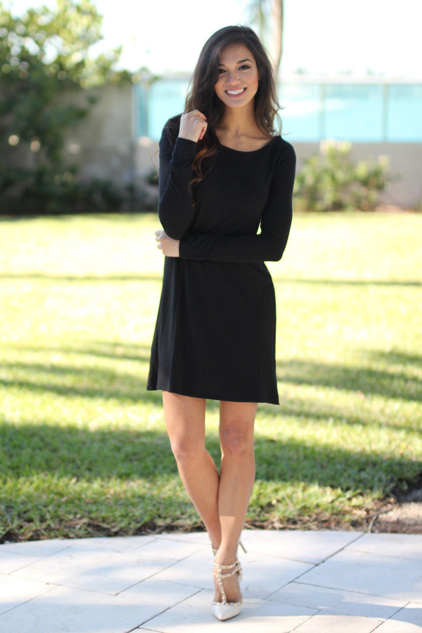 Black Long Sleeve Tunic Dress