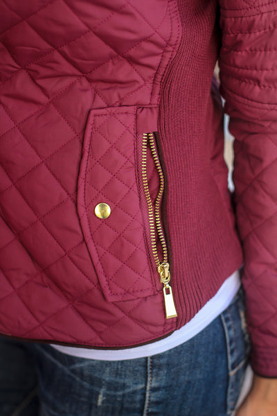 Maroon Quilted Jacket
