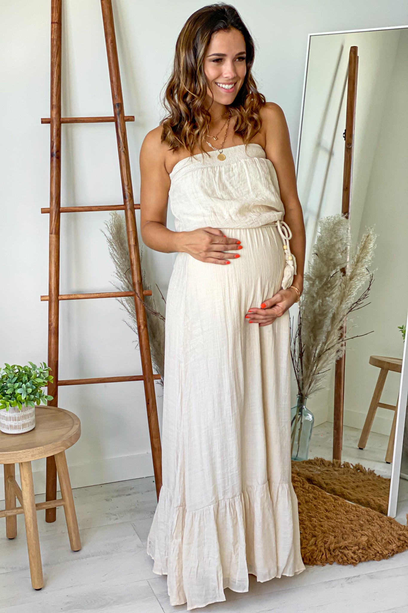 Taupe Strapless Maternity Maxi Dress | Saved By The Dress Saved by the Dress Taupe Strapless Maternity Maxi Dress | Saved By The Dress Saved by the Dress