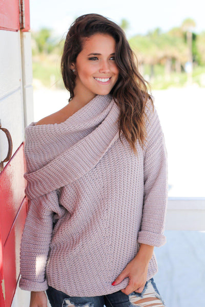 Mauve Knit Oversized Sweater