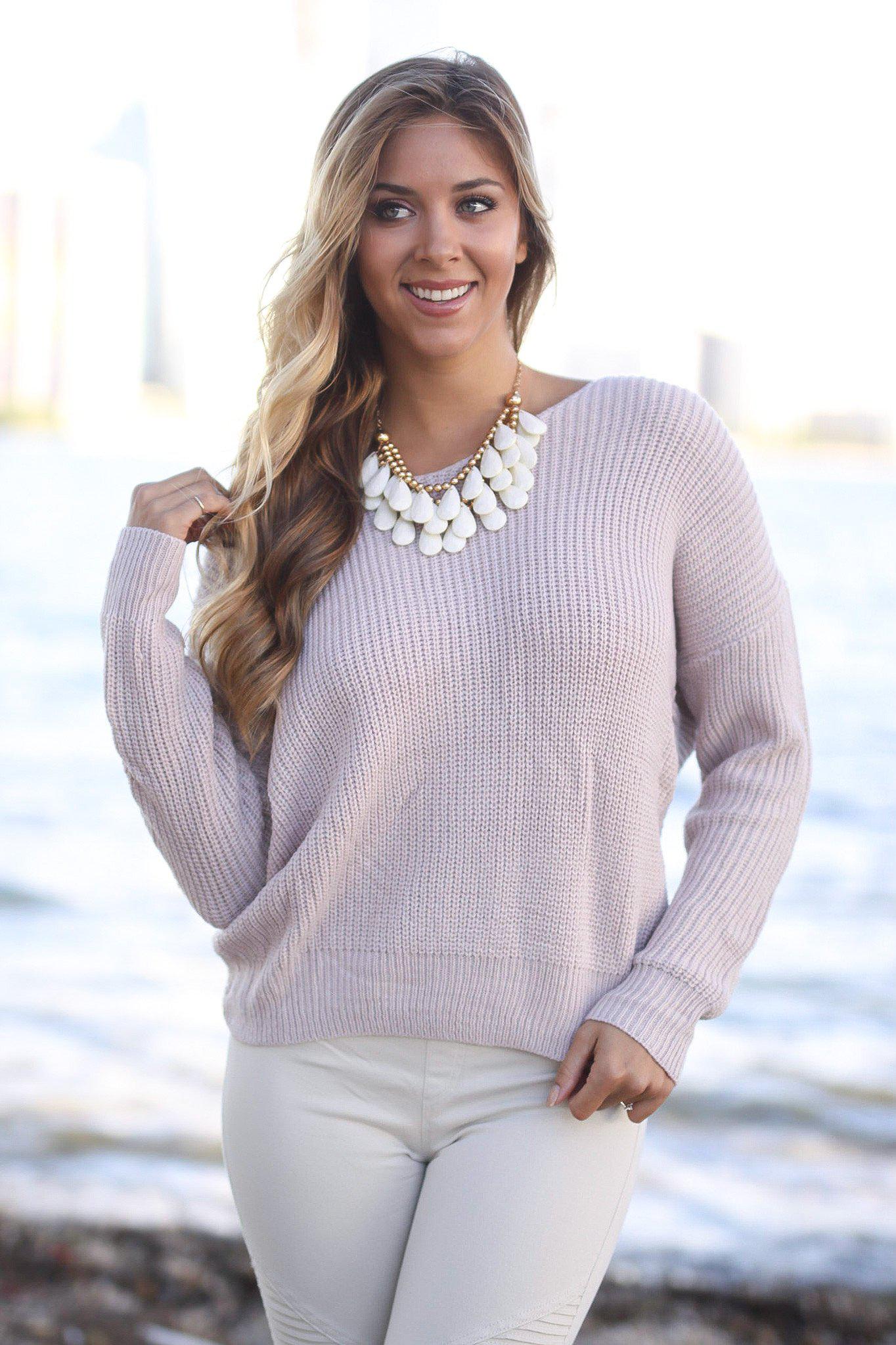 Mauve Knit Sweater with Back Knot