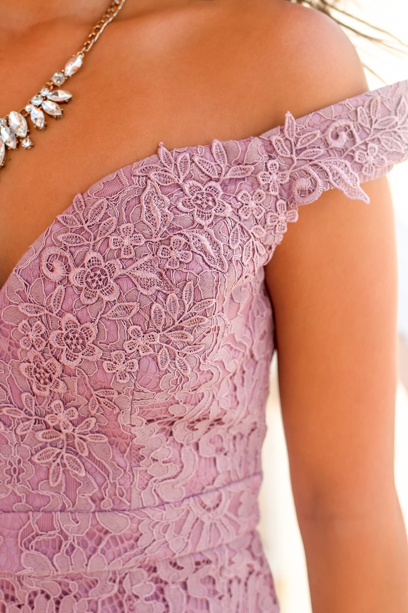 Mauve Lace Short Dress