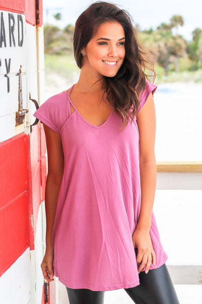 Mauve Top with Cut Outs