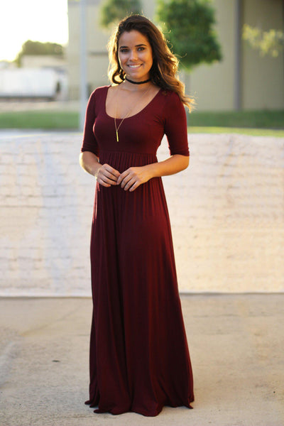 burgundy long dress