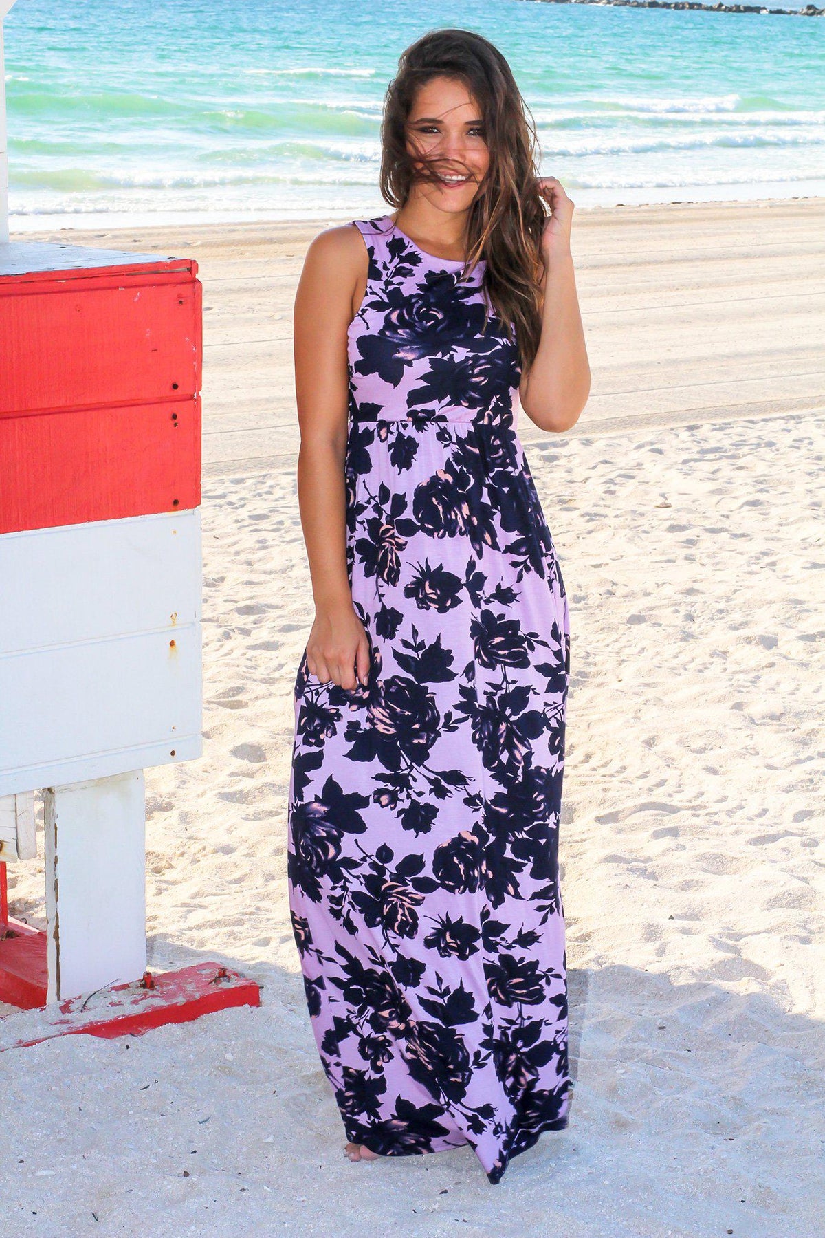 Purple Floral Racerback Maxi Dress | Maxi Dresses – Saved by the Dress