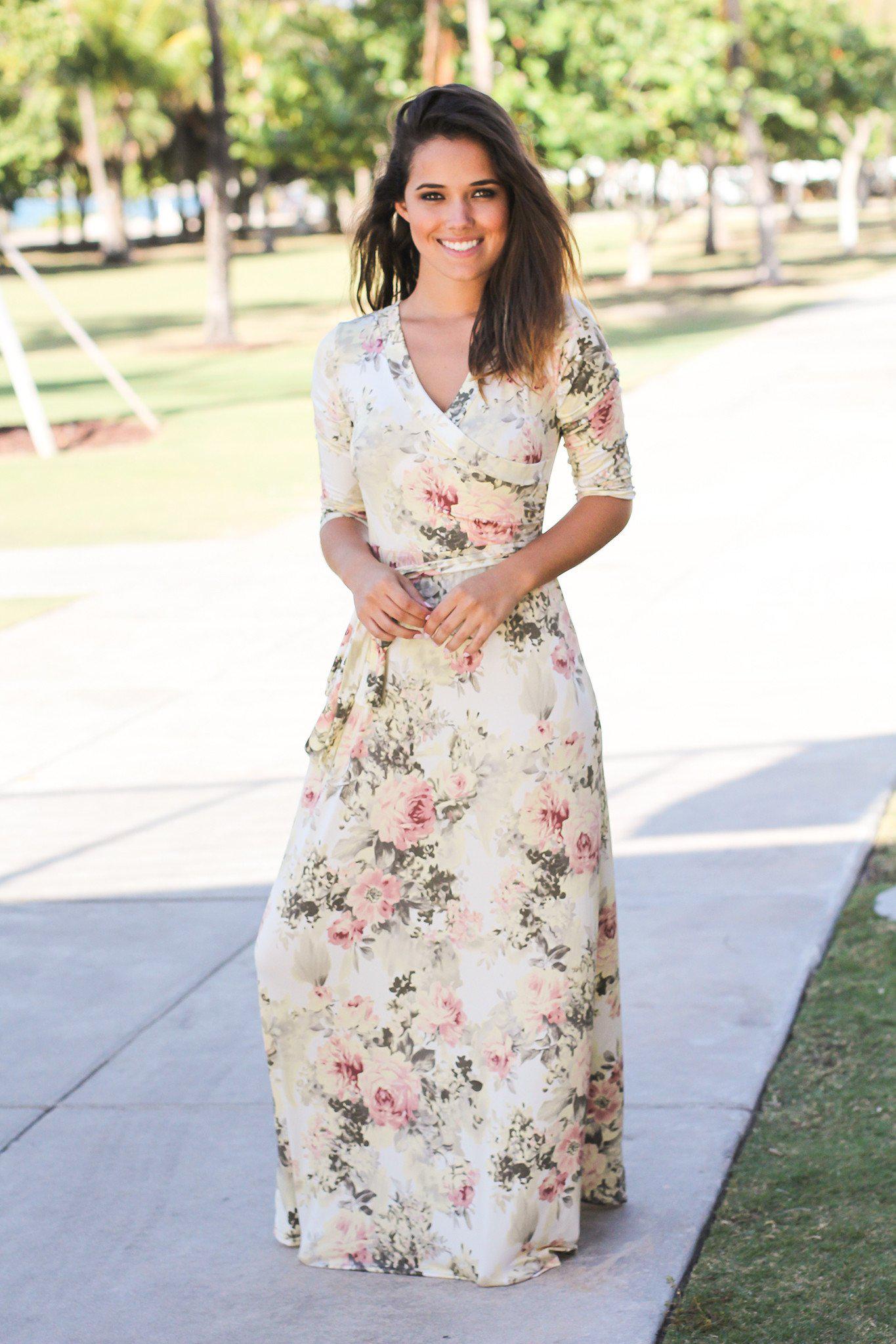 Yellow Floral Wrap Maxi Dress | Maxi Dresses – Saved by the Dress