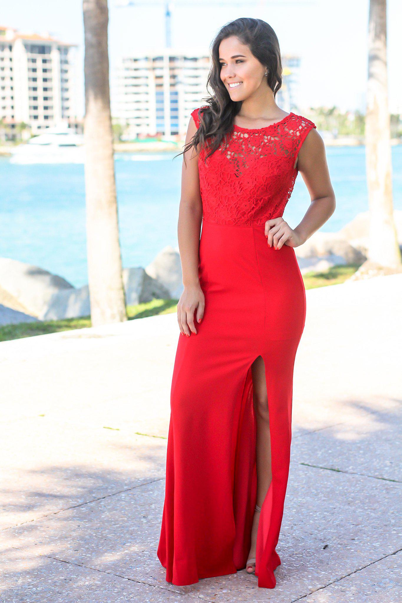 Red Crochet Top Maxi Dress | Bridesmaid Dresses – Saved by the Dress
