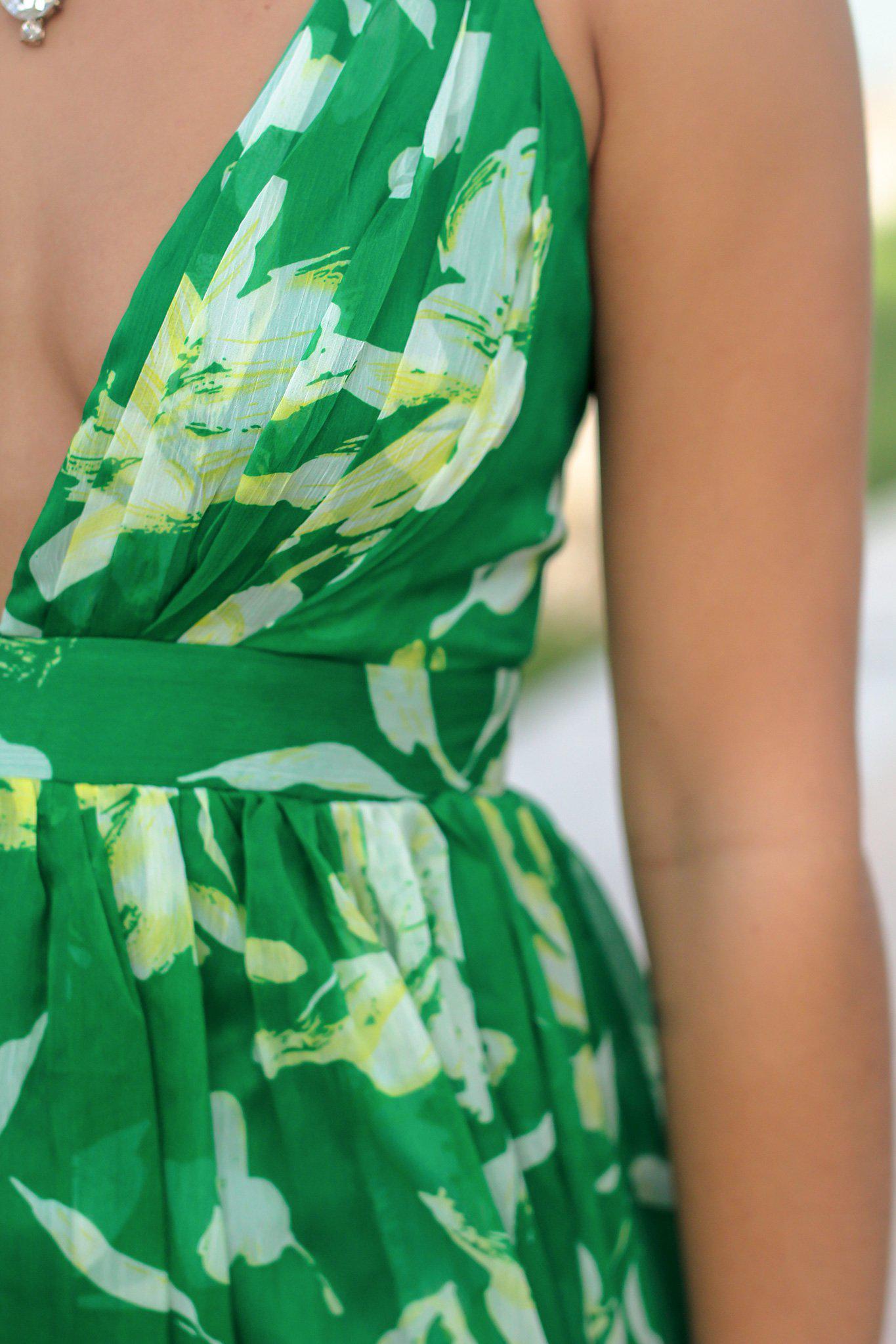 Green and Yellow Floral Maxi Dress with Criss Cross Back | Maxi Dresses Saved by the Dress Green and Yellow Floral Maxi Dress with Criss Cross Back | Maxi Dresses Saved by the Dress