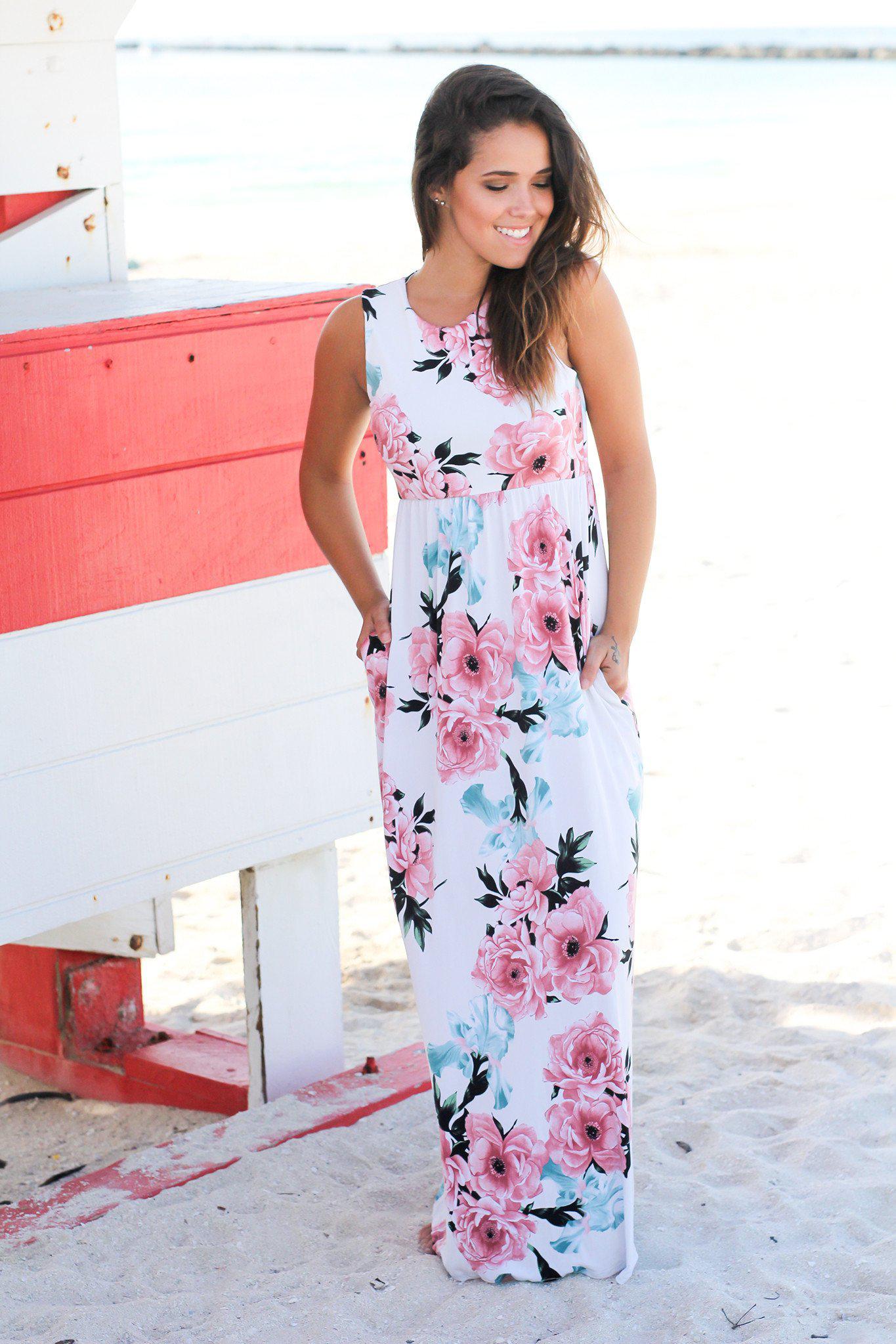 White and Pink Floral Maxi Dress | Maxi Dresses – Saved by the Dress