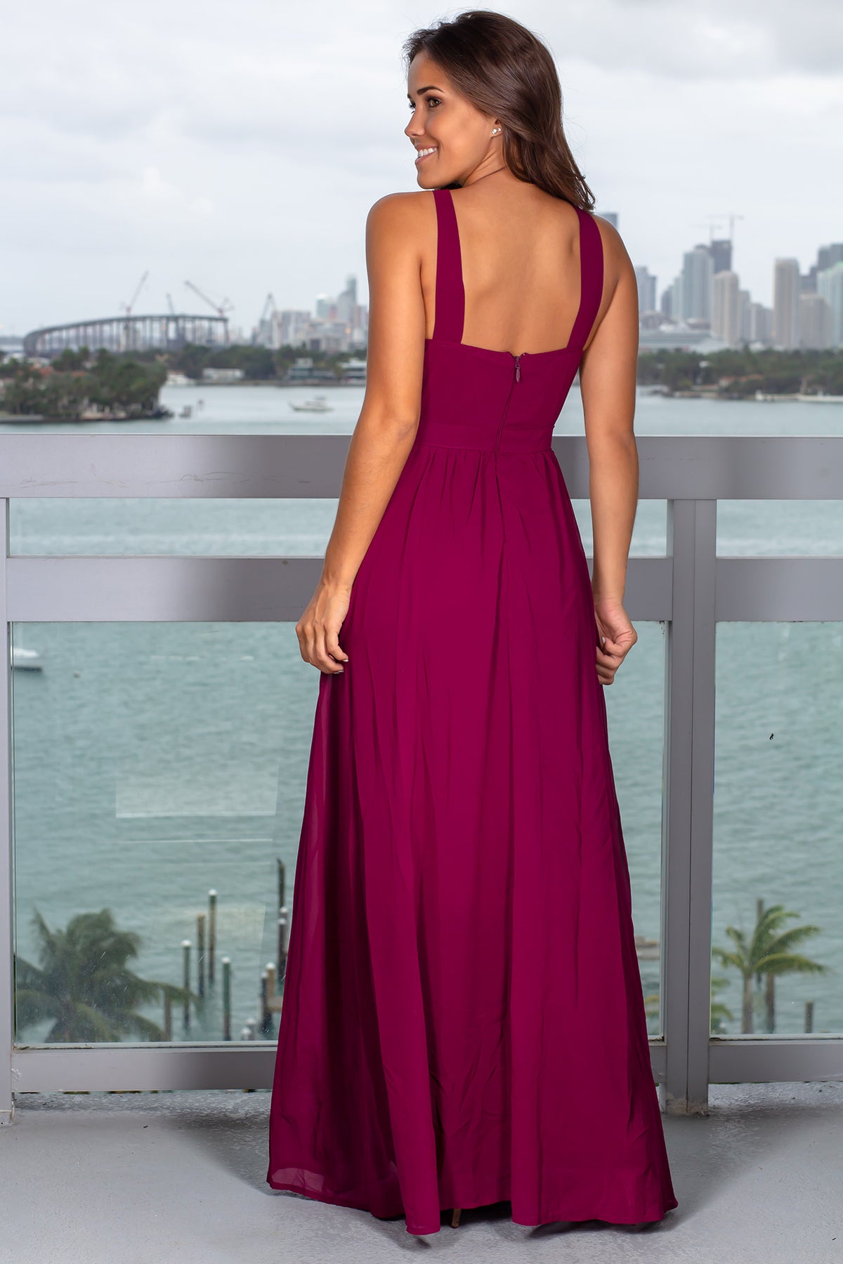 Burgundy Halter Maxi Dress | Saved By The Dress – Saved by the Dress