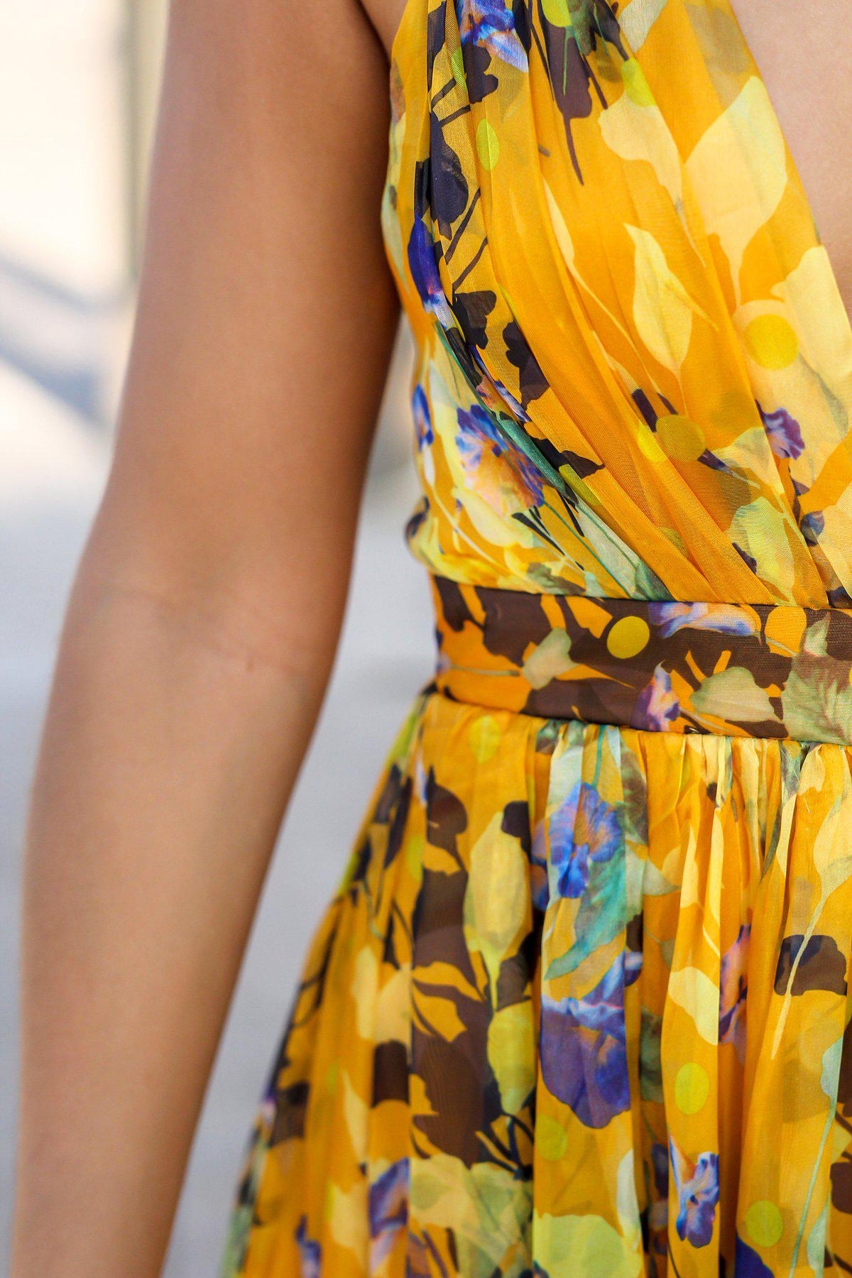 Yellow Floral Maxi Dress with Criss Cross Back | Maxi Dresses – Saved ...