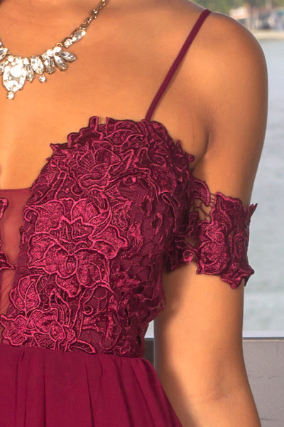 Merlot Crochet Top Maxi Dress