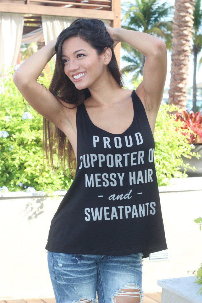 “Messy Hair” Black Tank Top | Statement Top | Black Top – Saved by the ...