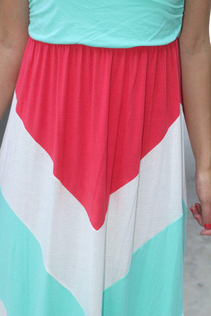 Mint and Coral Chevron Maxi Dress  Saved by the Dress