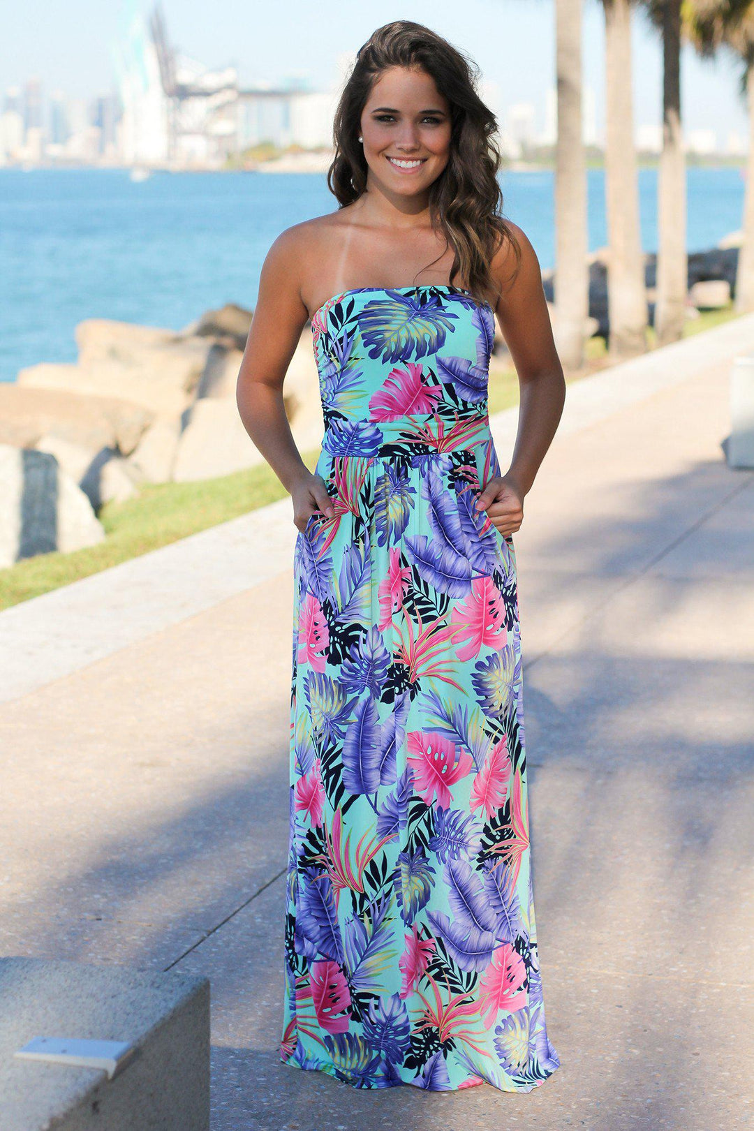Mint Tropical Maxi Dress