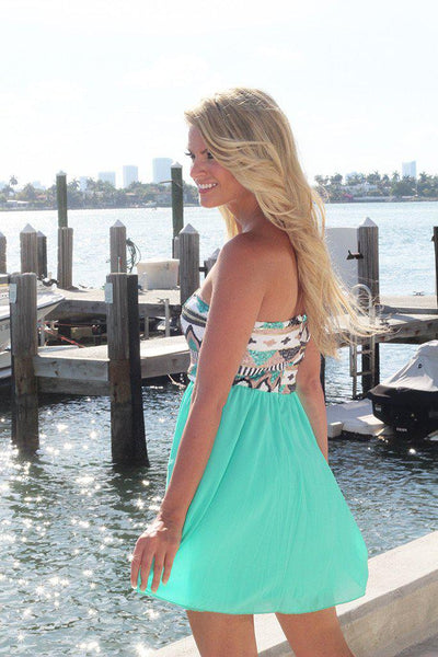 Mint Short Dress With Sequin Top