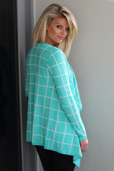 Mint Plaid Cardigan