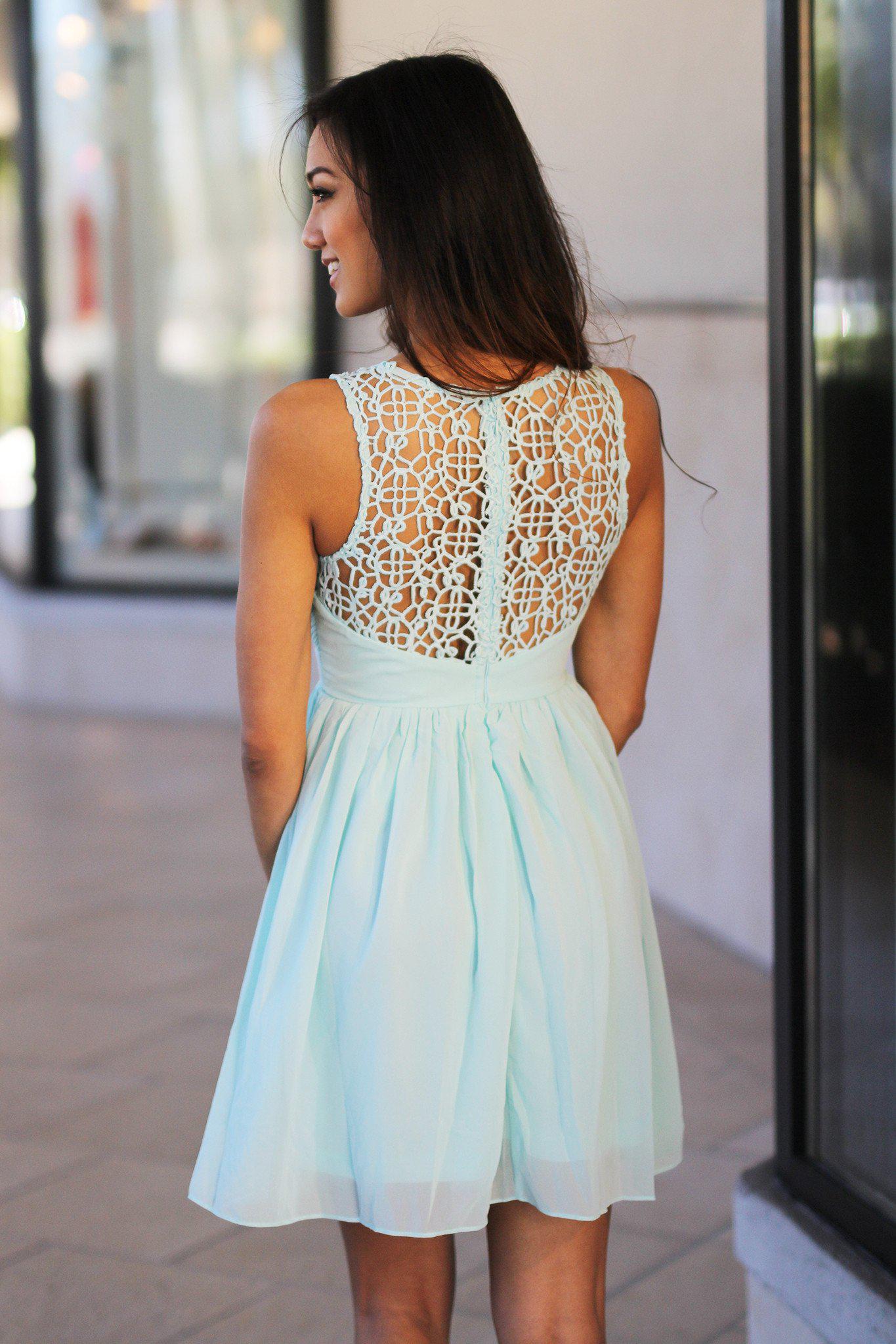 Mint Crochet Short Dress