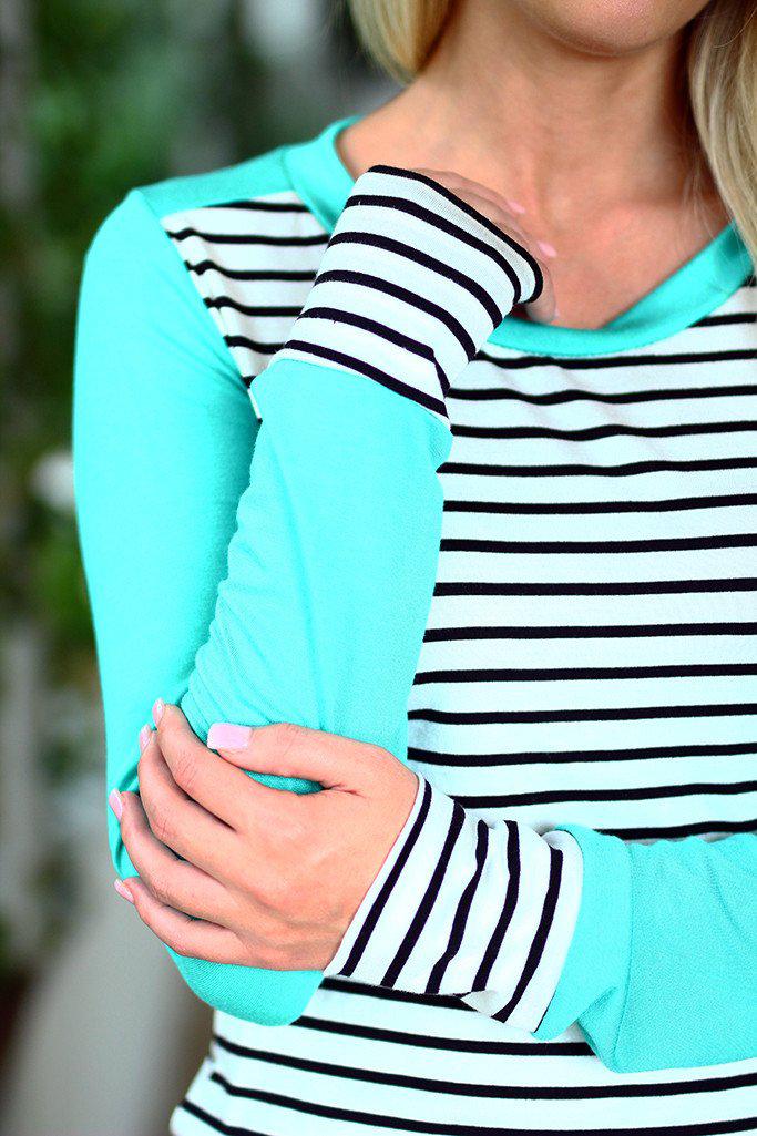 Mint Top With Stripes
