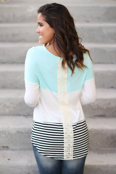 multi color top with crochet detail