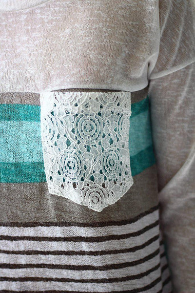 Mint Top With Crochet Pocket