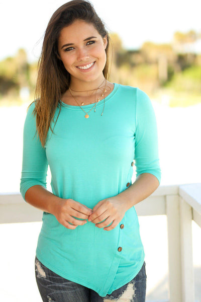Mint Top with Buttons