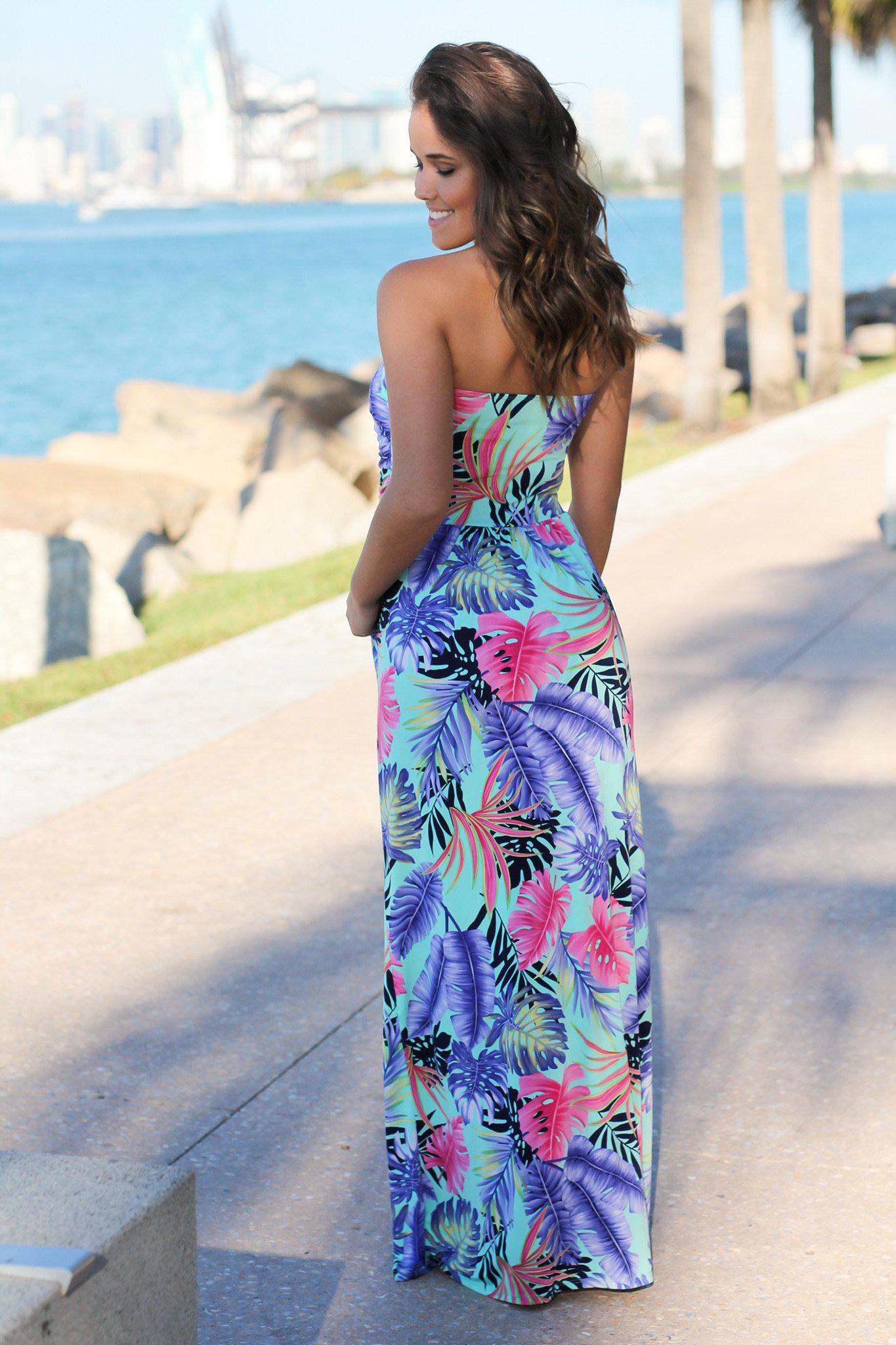 Mint Tropical Maxi Dress