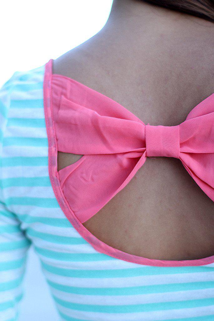 Mint And Pink Striped Top With