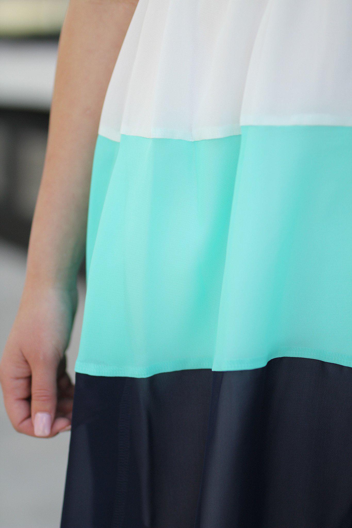 Mint Color Block Short Dress