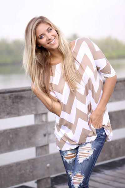 Mocha Chevron Top