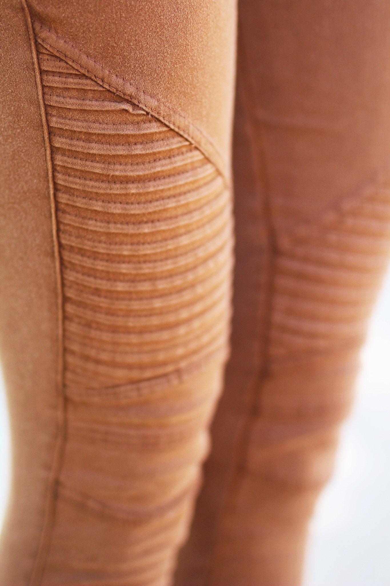 Brown Moto Jeggins with Ankle Zippers