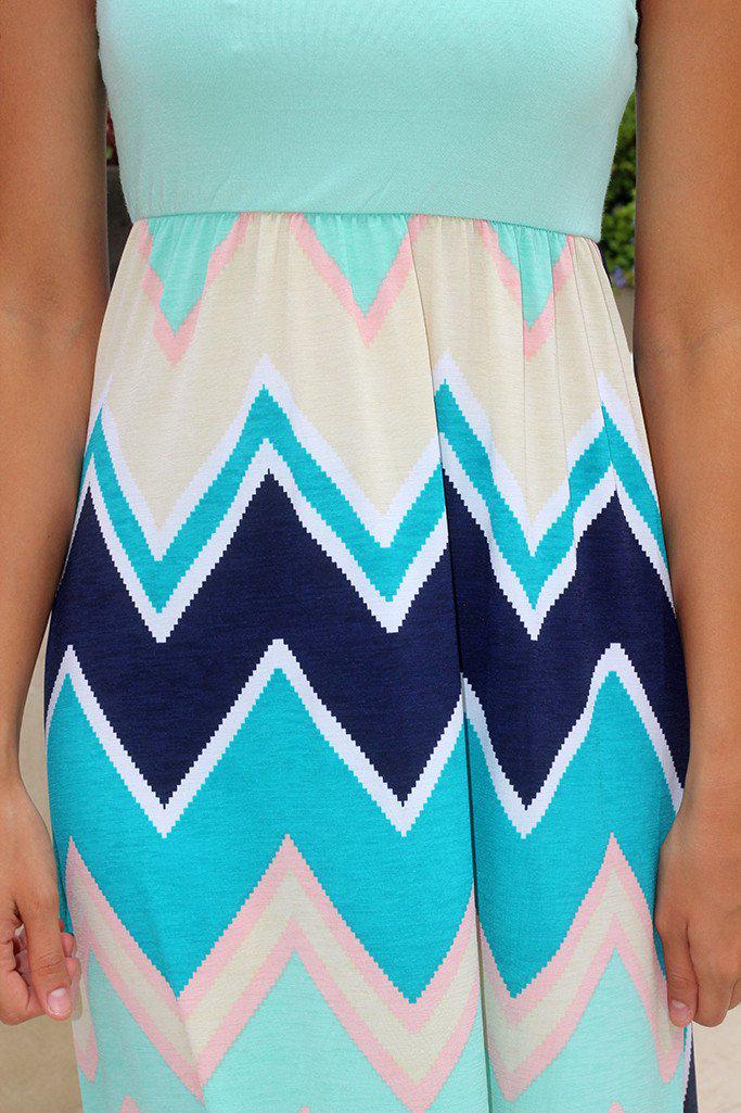 slim fit dress slacks Mint Chevron Maxi Dress