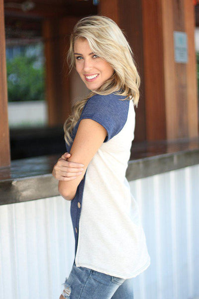 Navy And Ivory Top