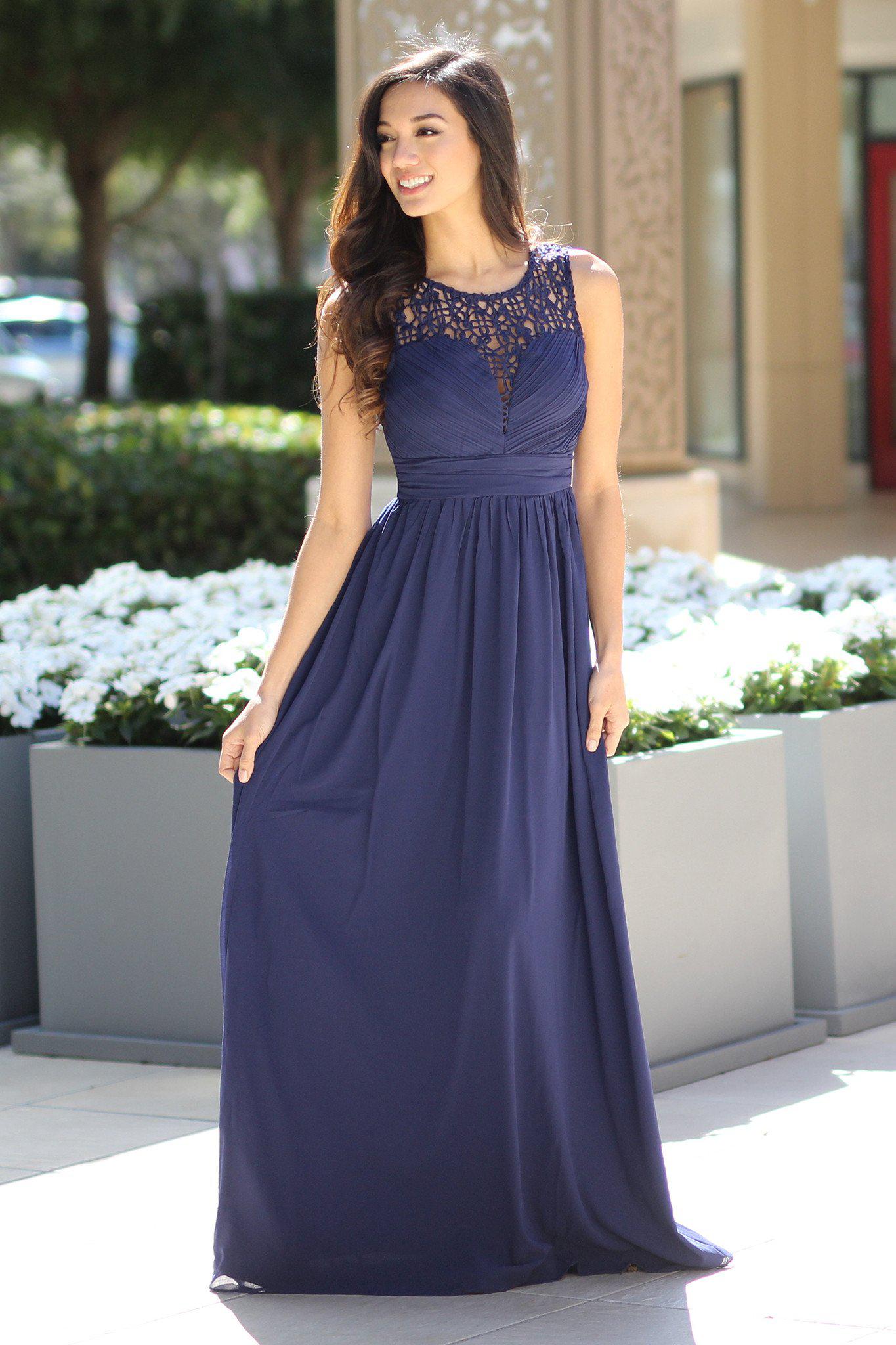 Navy Crochet Maxi Dress | Navy Dress | Bridesmaid Dress – Saved by the ...