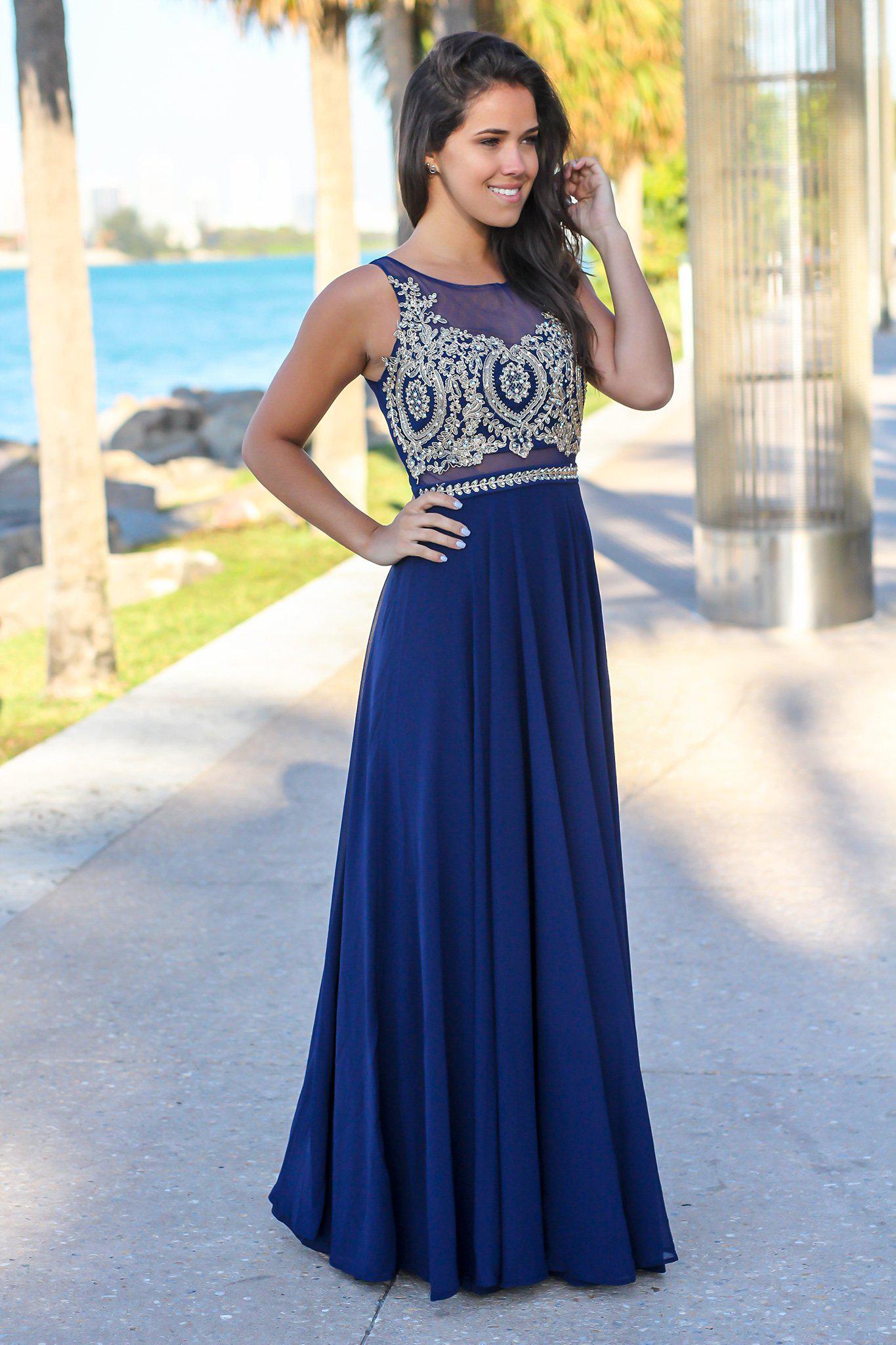 Navy With Gold Dress Gold Jacquard Rose Gown Dress In Navy Roman Originals UK Navy With Gold Dress Gold Jacquard Rose Gown Dress In Navy Roman Originals UK