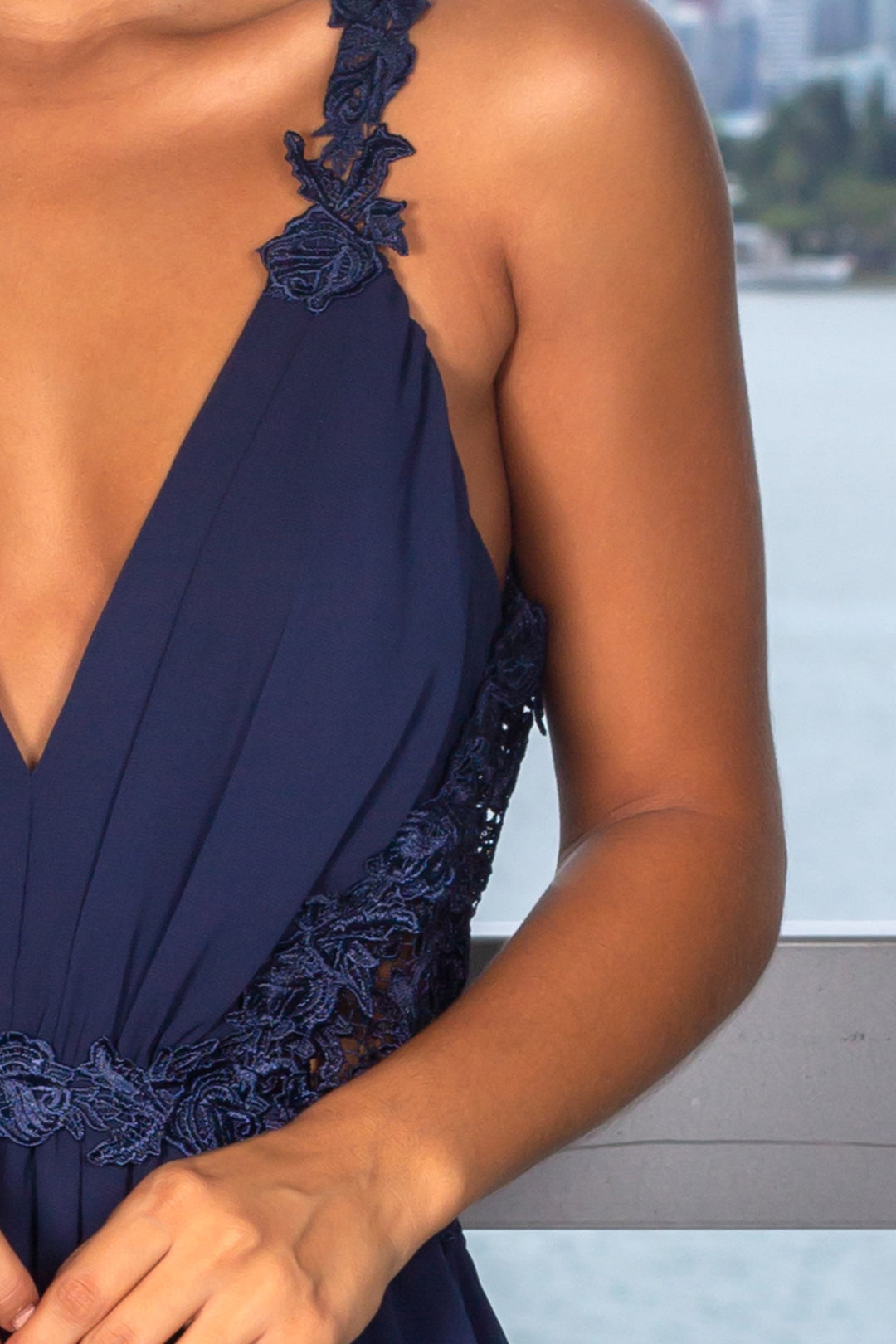 Navy High Low Dress with Crochet Cut Outs | Maxi Dresses Saved by the Dress Navy High Low Dress with Crochet Cut Outs | Maxi Dresses Saved by the Dress