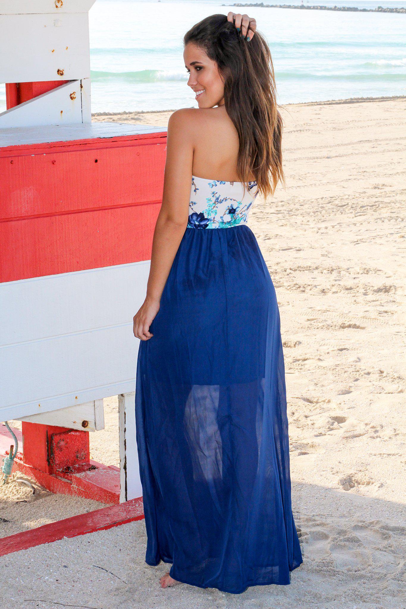 Navy Maxi Dress With Floral Top