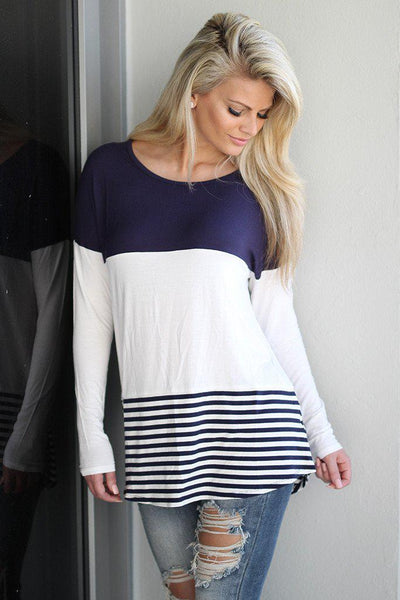Navy Top With Crochet Back