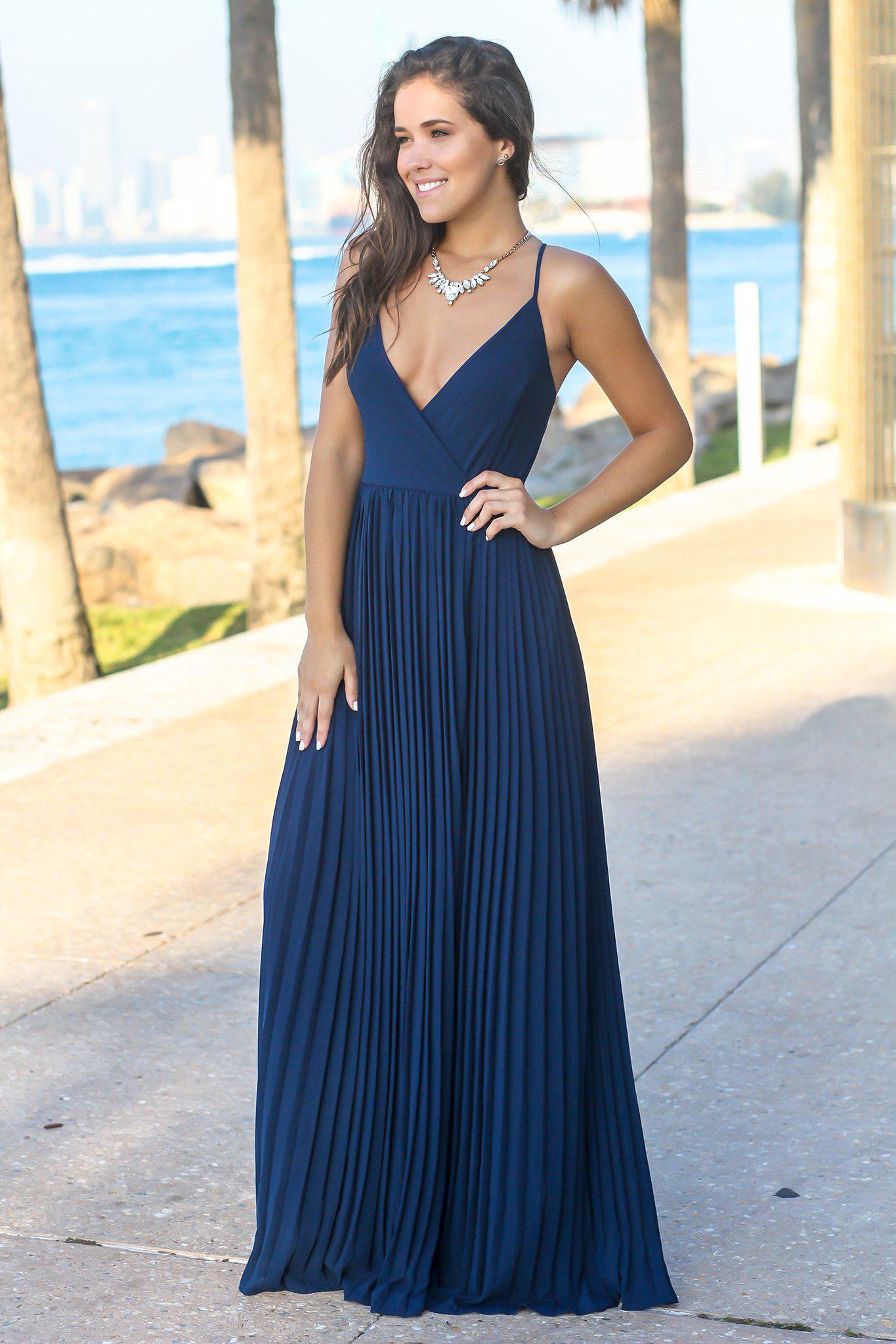 Navy Wrap Dress with Strappy Back