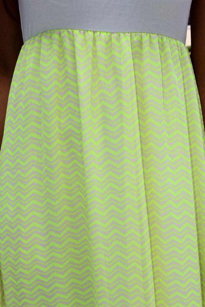 Neon Lime Chevron Maxi Dress