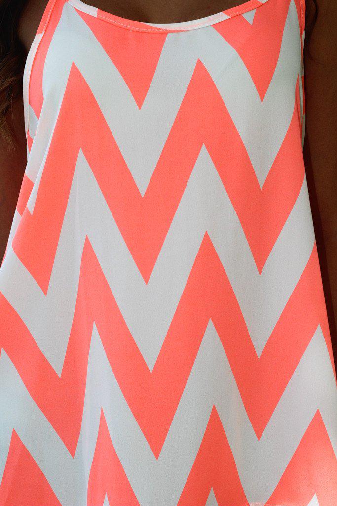 Neon Peach Chevron Racerback Top