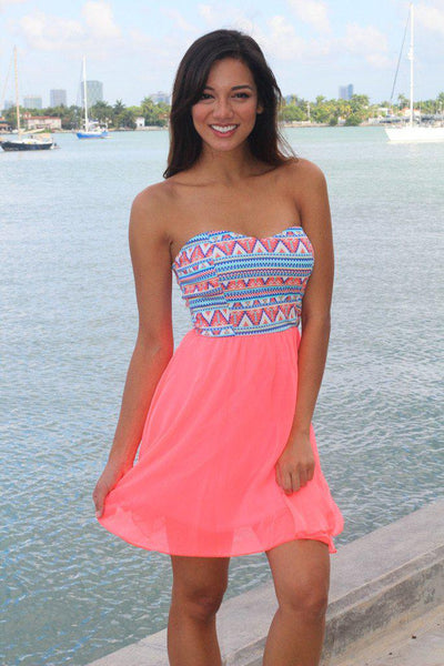 Neon Coral Short Dress