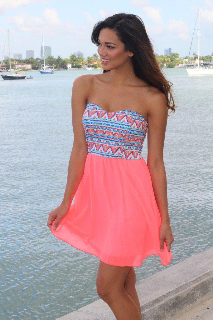 Neon Coral Short Dress Saved by the Dress